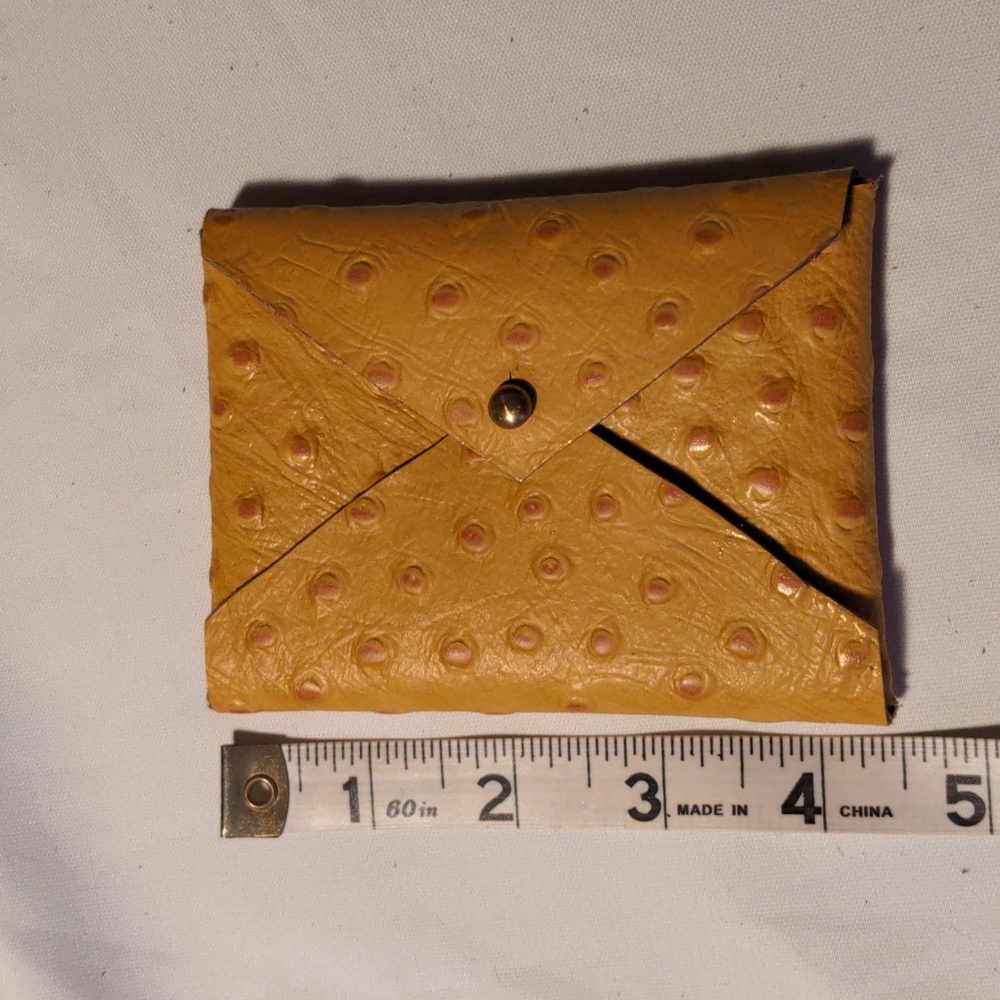 Handmade Genuine Leather Envelope Pouch Golden Yellow Ostrich - Picture 4 of 9